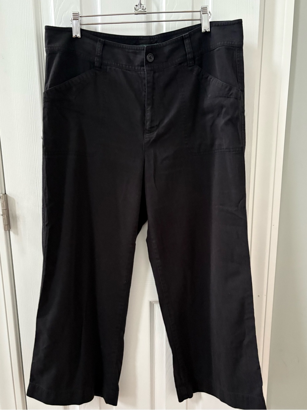 Lauren Ralph Lauren Black Cropped Wide-Leg Chinos